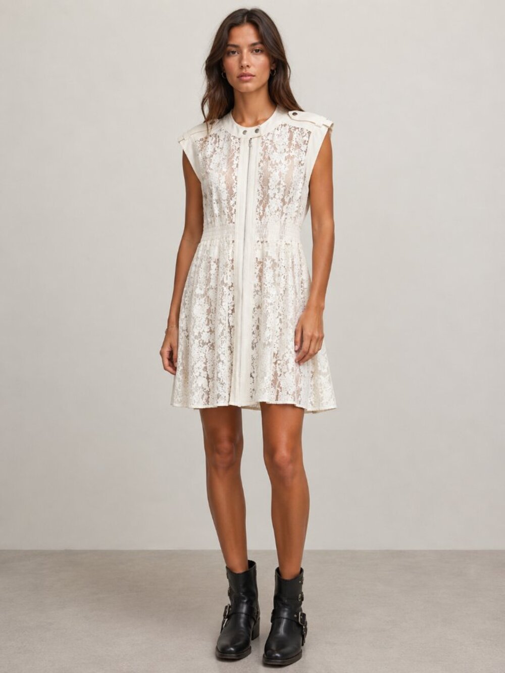 Rebecca Taylor Dress Lace 4 Font Zipper Romantic Sleeveless Spring Wedding Guest